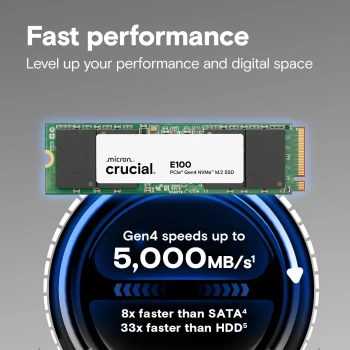 SSD Crucial E100 CT480E100SSD8 – 480 Go – NVMe PCIe 4.0 x4 – M.2 2280