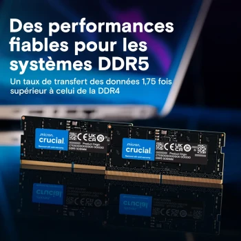 Mémoire Crucial CT16G56C46S5 – 16 Go DDR5 SO-DIMM – 5600 MHz – CL46