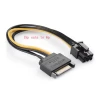 Câble adaptateur d’alimentation 1601709751516 – SATA 15 broches vers PCI Express 6 broches – Pour carte graphique