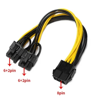 Câble adaptateur d’alimentation 1005006123596999 – EPS CPU 8 broches vers double PCI Express 8 broches 6+2